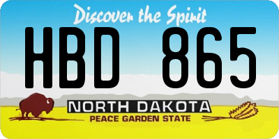 ND license plate HBD865