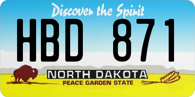 ND license plate HBD871