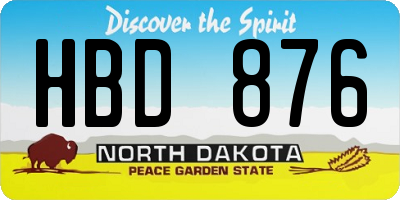 ND license plate HBD876