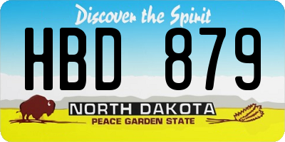 ND license plate HBD879