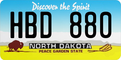 ND license plate HBD880