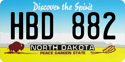 ND license plate HBD882