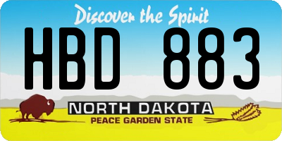 ND license plate HBD883