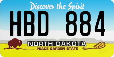 ND license plate HBD884