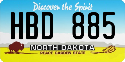 ND license plate HBD885