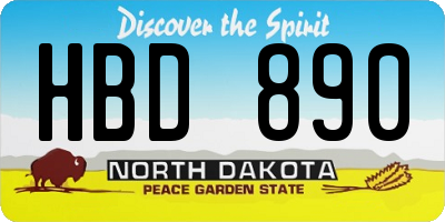 ND license plate HBD890