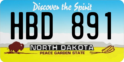 ND license plate HBD891