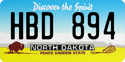 ND license plate HBD894