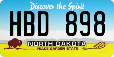 ND license plate HBD898