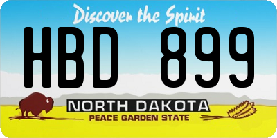 ND license plate HBD899