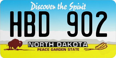 ND license plate HBD902