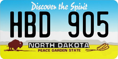 ND license plate HBD905