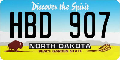 ND license plate HBD907