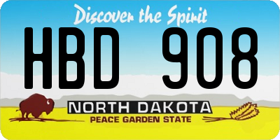 ND license plate HBD908