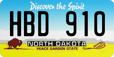 ND license plate HBD910