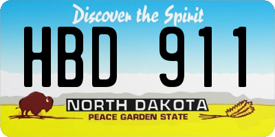 ND license plate HBD911