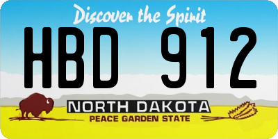 ND license plate HBD912