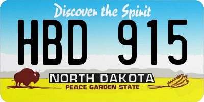 ND license plate HBD915