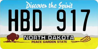 ND license plate HBD917