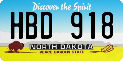 ND license plate HBD918