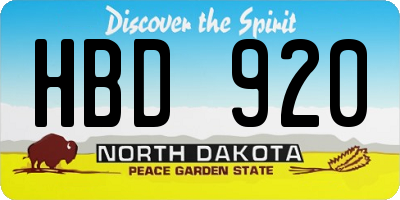 ND license plate HBD920