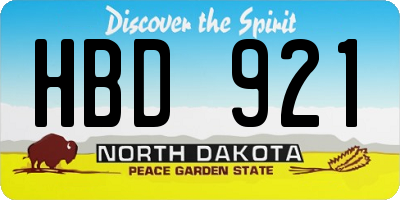 ND license plate HBD921