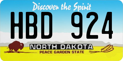 ND license plate HBD924