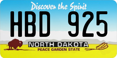 ND license plate HBD925