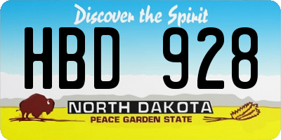 ND license plate HBD928