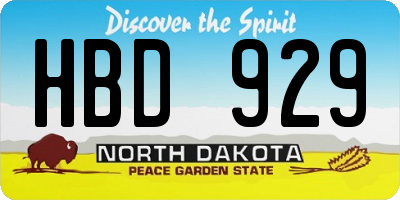 ND license plate HBD929