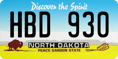 ND license plate HBD930