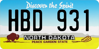 ND license plate HBD931