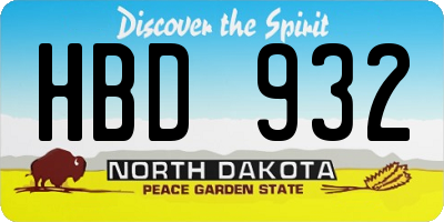 ND license plate HBD932