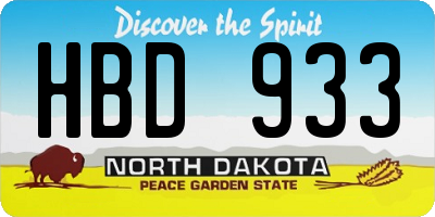 ND license plate HBD933