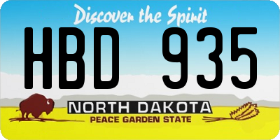 ND license plate HBD935