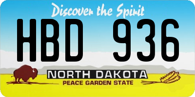 ND license plate HBD936