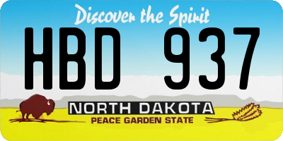 ND license plate HBD937