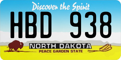 ND license plate HBD938