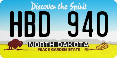 ND license plate HBD940