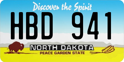 ND license plate HBD941