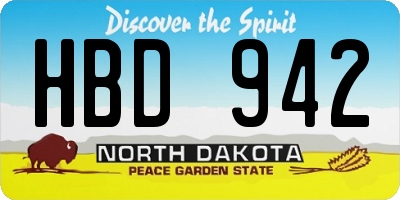 ND license plate HBD942