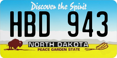 ND license plate HBD943