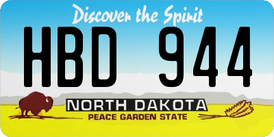 ND license plate HBD944