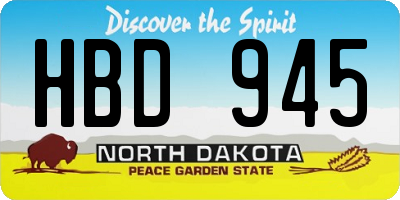 ND license plate HBD945