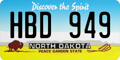 ND license plate HBD949