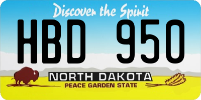 ND license plate HBD950