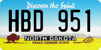 ND license plate HBD951