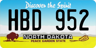 ND license plate HBD952