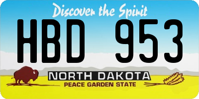 ND license plate HBD953