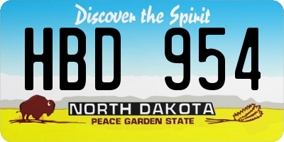 ND license plate HBD954